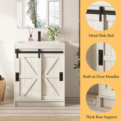 Bourbon Sliding Barn Vanity 24 inch Rustic White