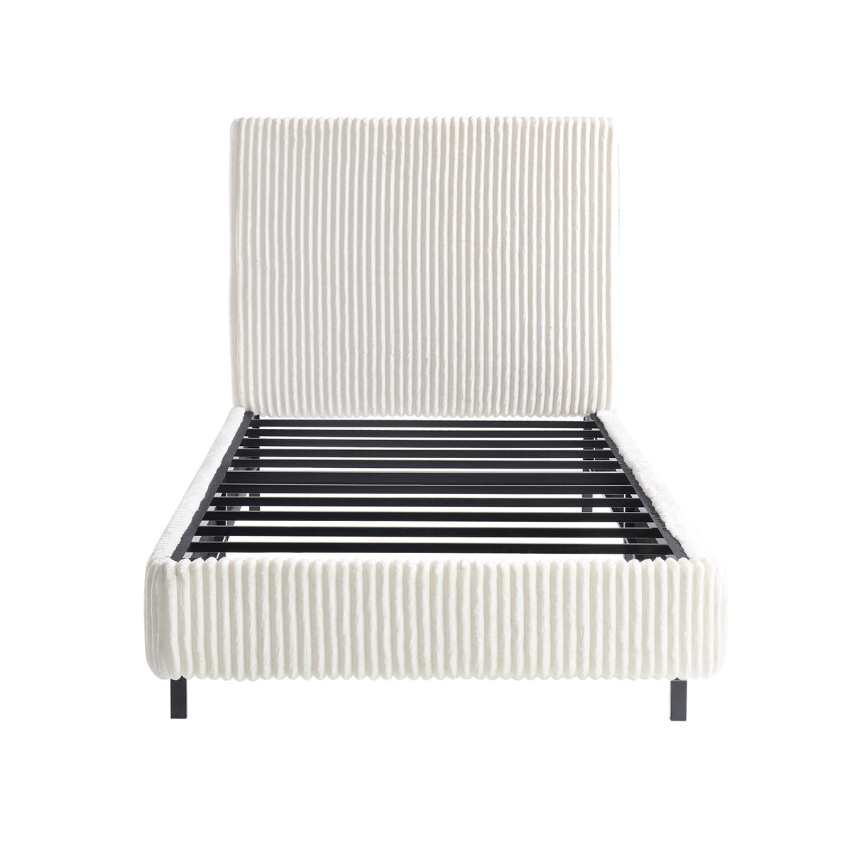 Velmure Corduroy Platform Bed Frame-Twin-Cream