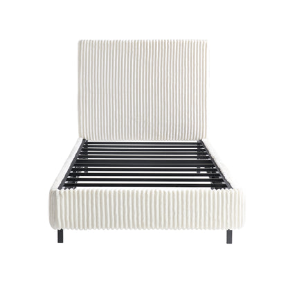 Velmure Corduroy Platform Bed Frame-Twin-Cream