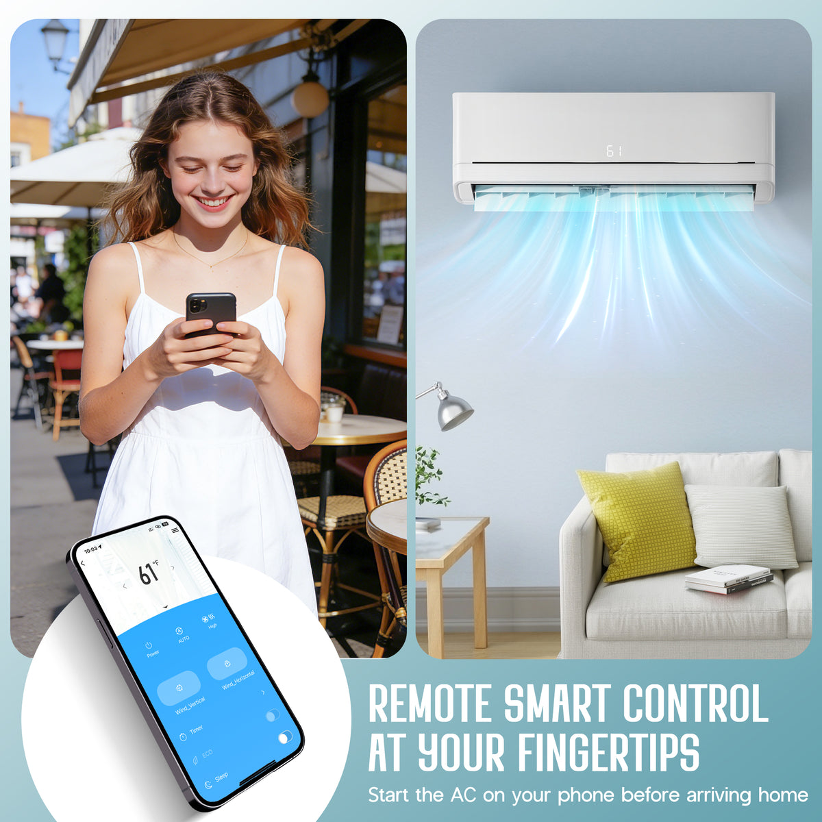 Whisper Ductless Mini Split AC and Heating System-12000BTU-220V