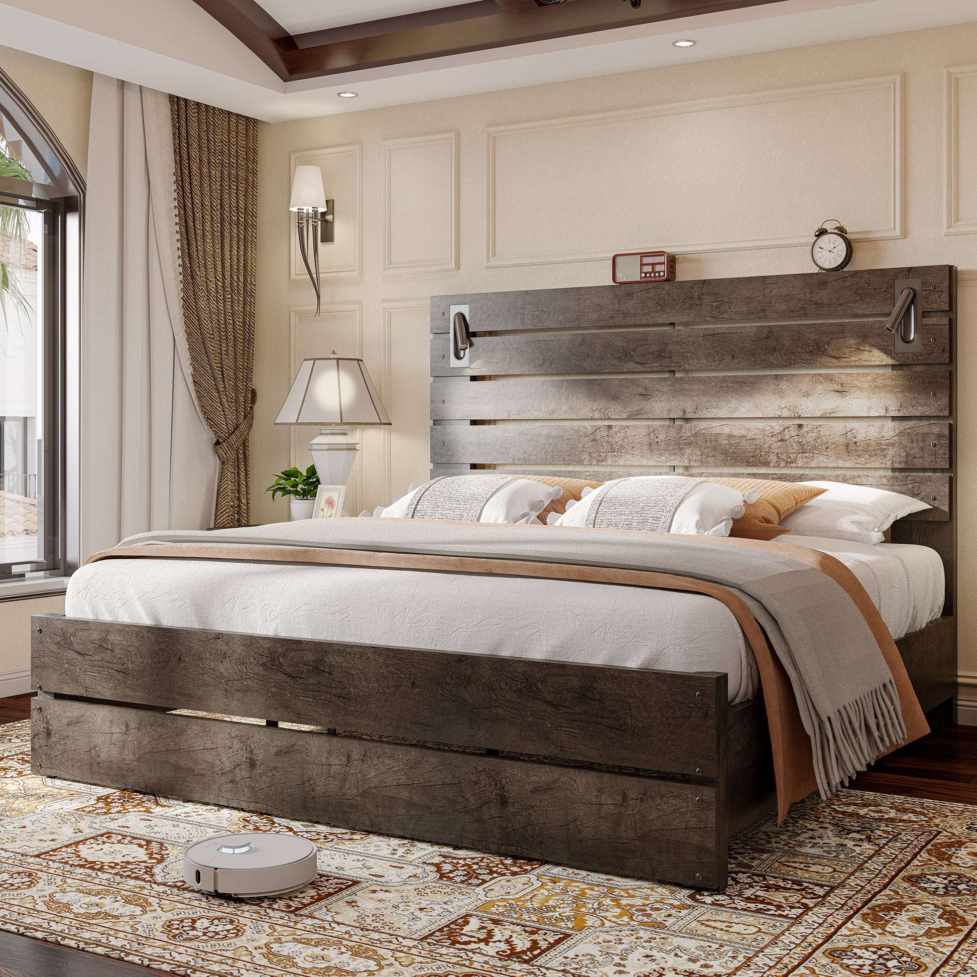 Ashford 51"H Bed Frame Amerlife / Rustic Gray