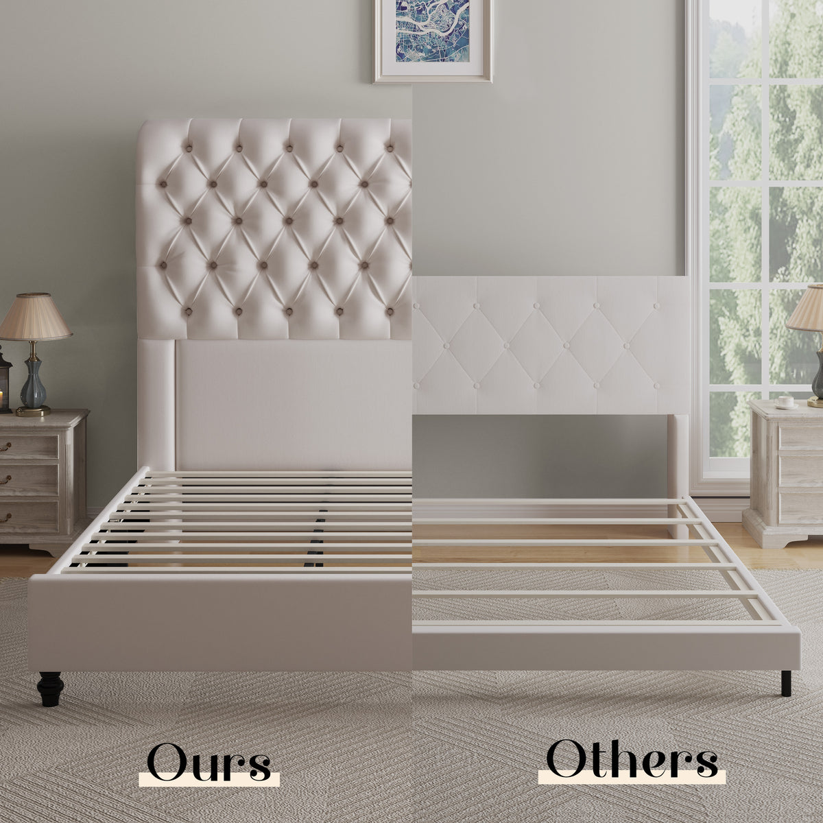 Curl Bed Frame Amerlife-Cream