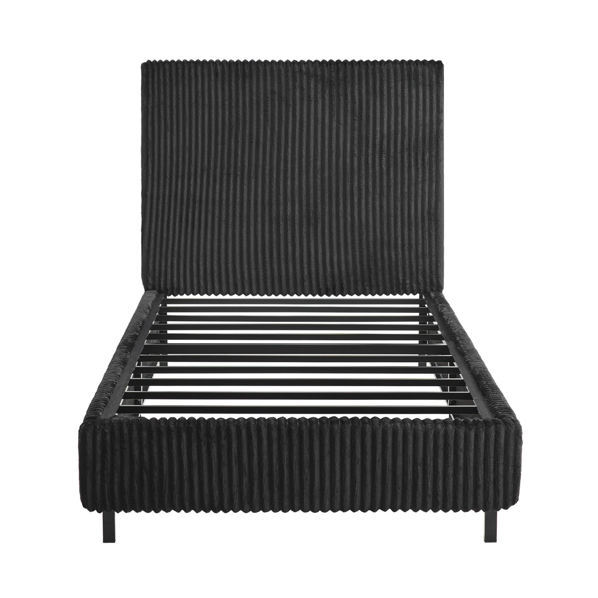 Velmure Corduroy Platform Bed Frame-Twin-Black