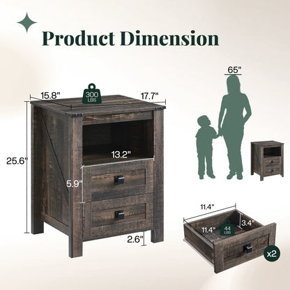 Hub Nightstand Set of 2 Amerlife Black Oak