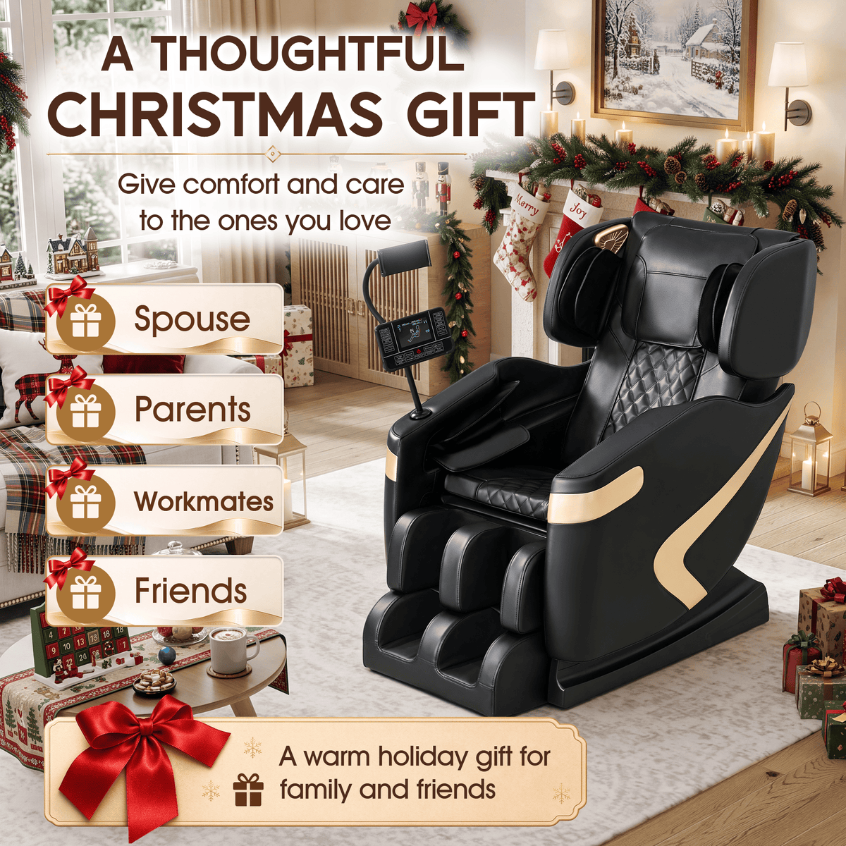 Smart 3D Zero Gravity Massage Chair-Wider Version-Black & Gold
