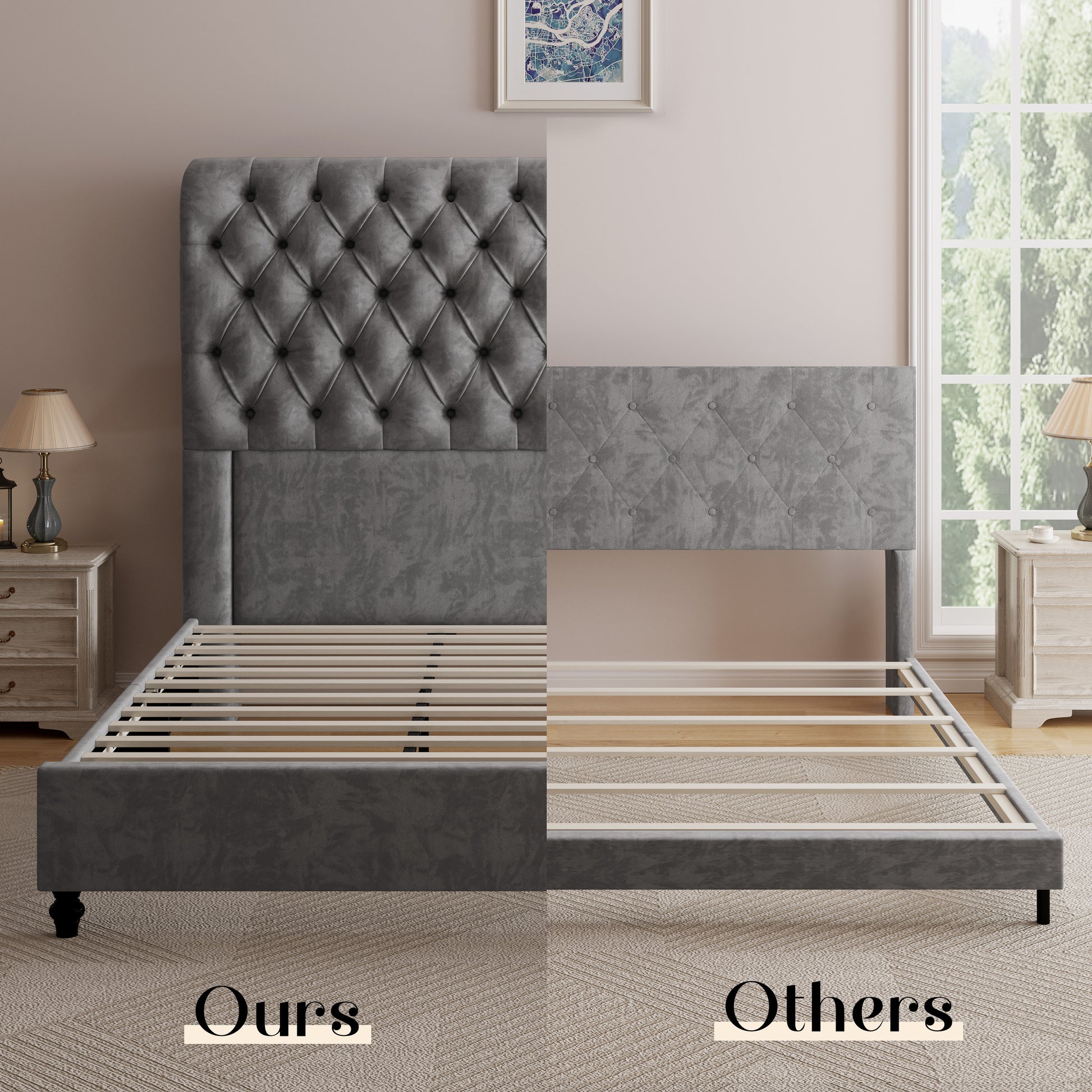 Curl Bed Frame Amerlife-Gray