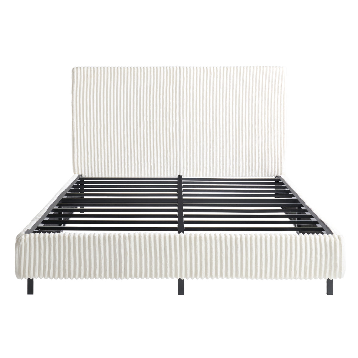 Velmure Corduroy Platform Bed Frame-Full-Cream