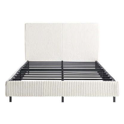Velmure Corduroy Platform Bed Frame-Full-Cream
