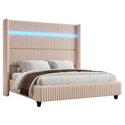 Warren Faux-Fur Bed Frame Amerlife Beige / California king
