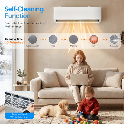 Multi-Zone Ductless Mini Split AC and Heating System (2 & 3 Zone)-3 Zone 28000 BTU (9k+12k+12k)-WIFI