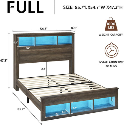 Larkin Storage Bed Frame - Full /RusticGrey