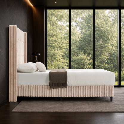 Warren Faux-Fur Bed Frame Amerlife Beige / California king
