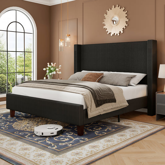 Rayes Corduroy Upholstered Platform Bed