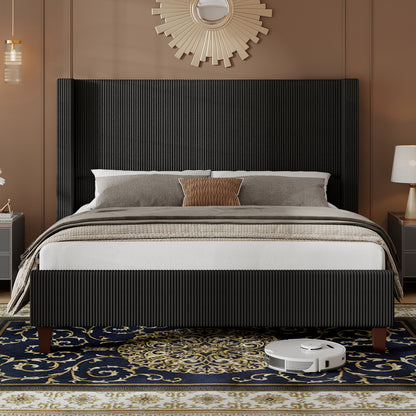 Rayes Corduroy Upholstered Platform Bed