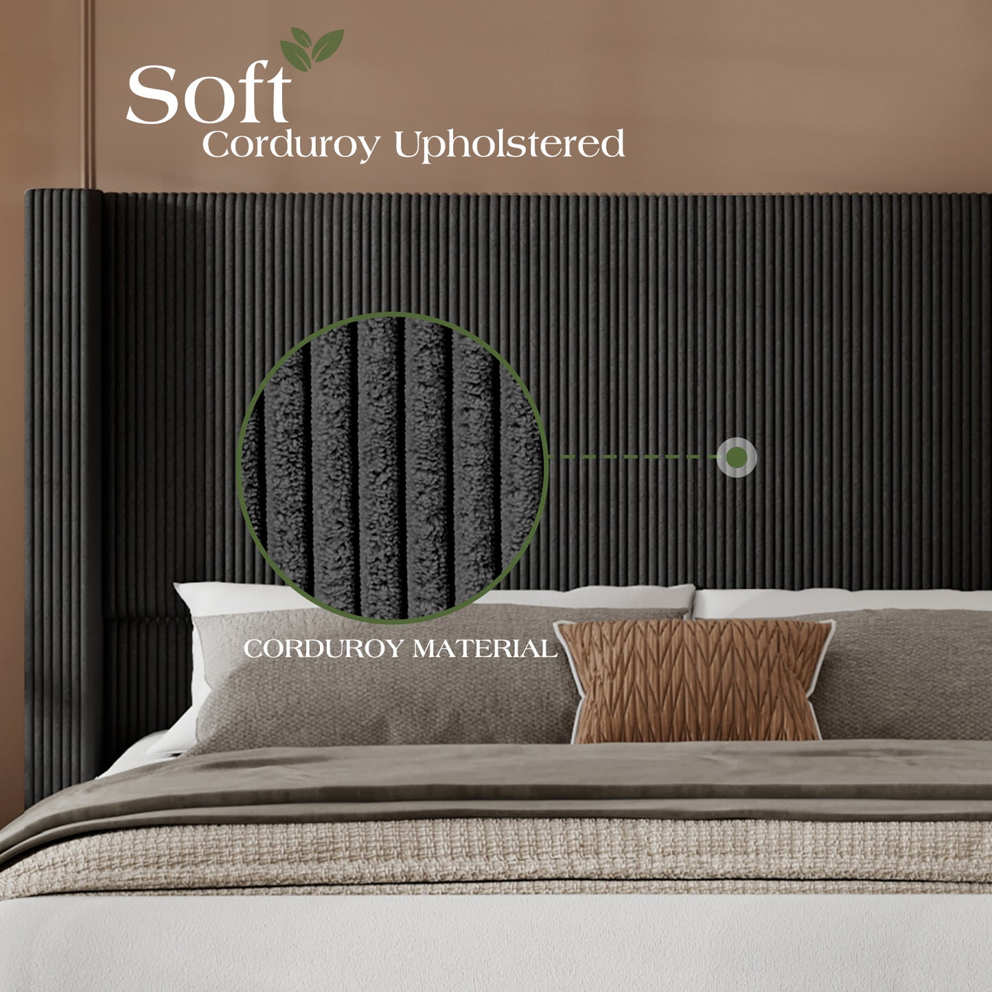 Rayes Corduroy Upholstered Platform Bed