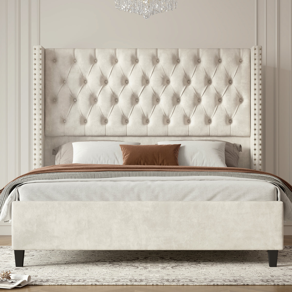 Fairfax Queen Bed Frame Amerlife-Cream