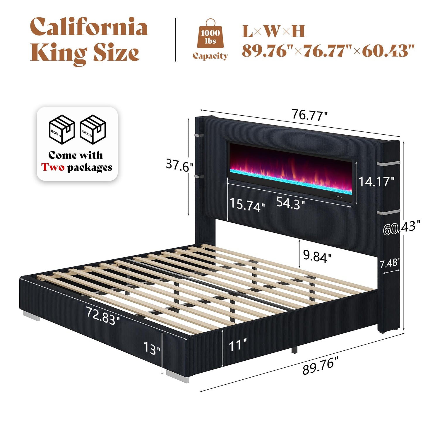 Chambers Bed Frame with Fireplace Amerlife-CH