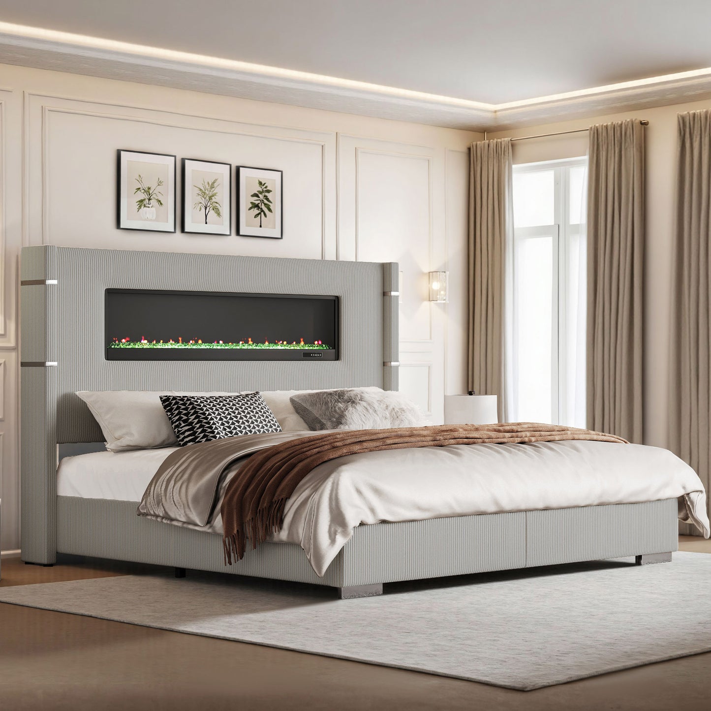 Chambers Bed Frame with Fireplace Amerlife-KS