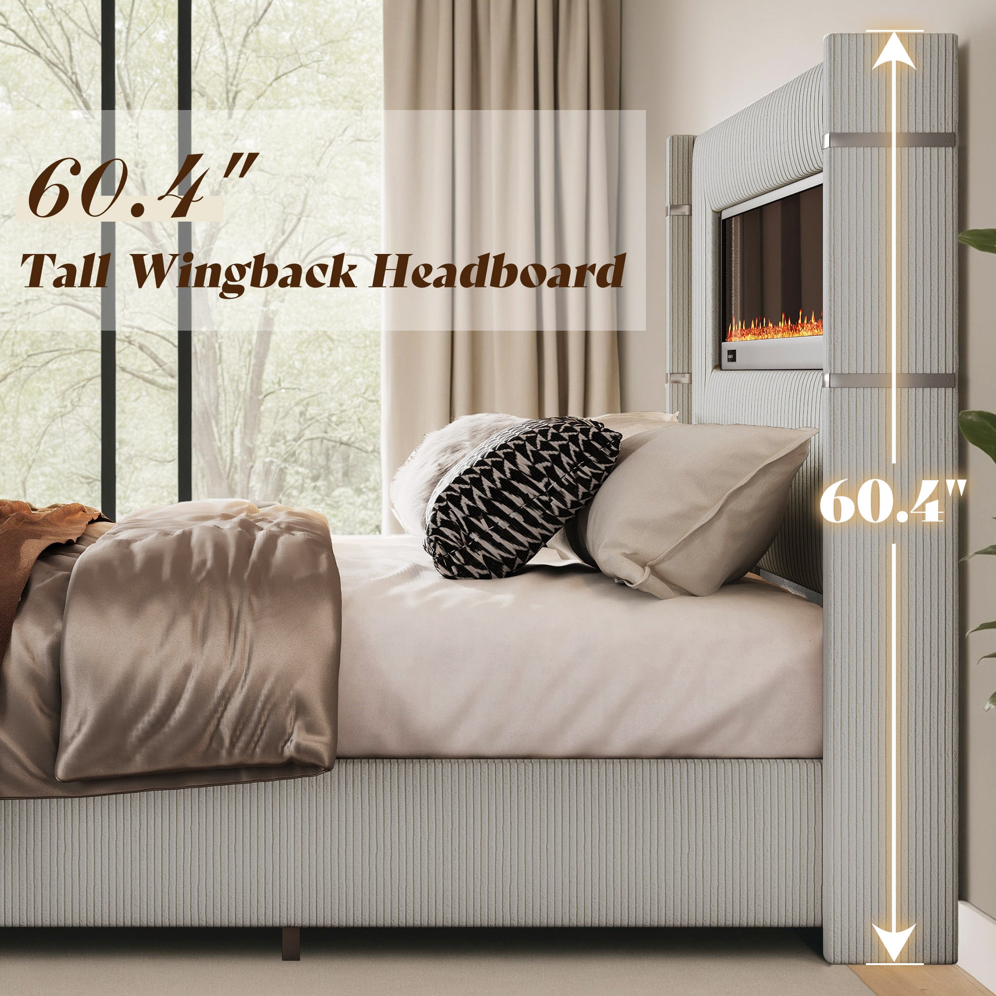 Chambers Bed Frame with Fireplace Amerlife-KS