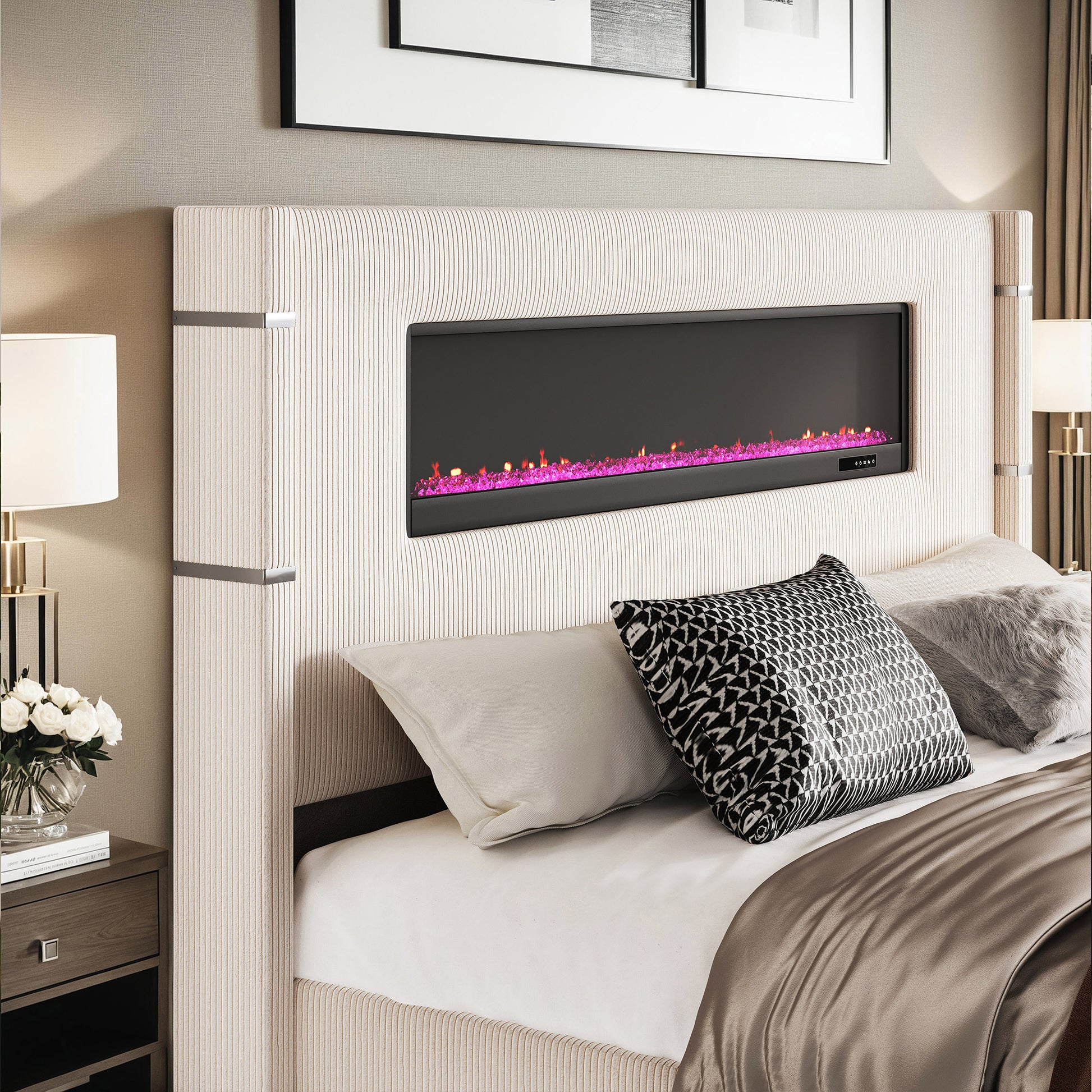 Chambers Bed Frame with Fireplace Amerlife-QM