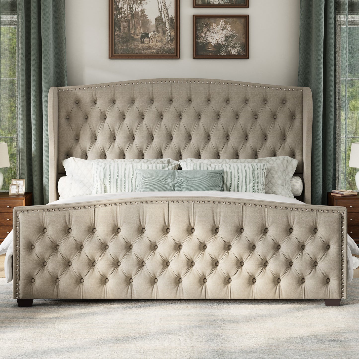 McCarthy King Bed Frame Amerlife Beige