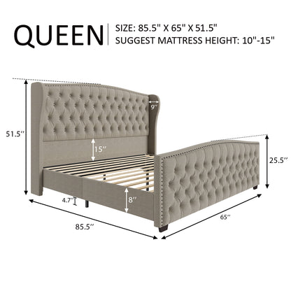 McCarthy Queen Bed Frame Amerlife Beige