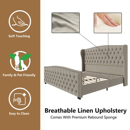 McCarthy Queen Bed Frame Amerlife Beige