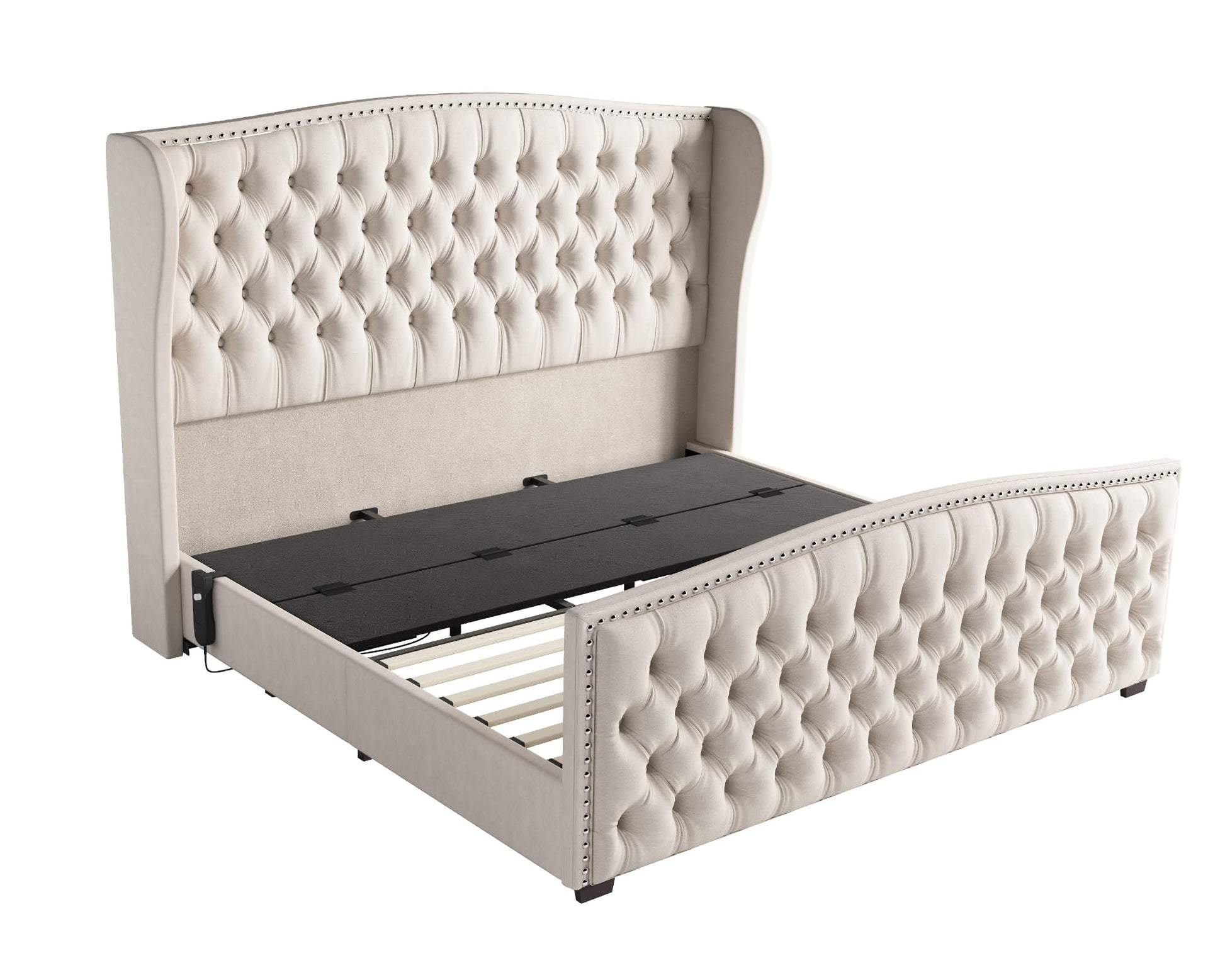 Astoria 51"H Adjustable Bed Frame Amerlife King / Cream