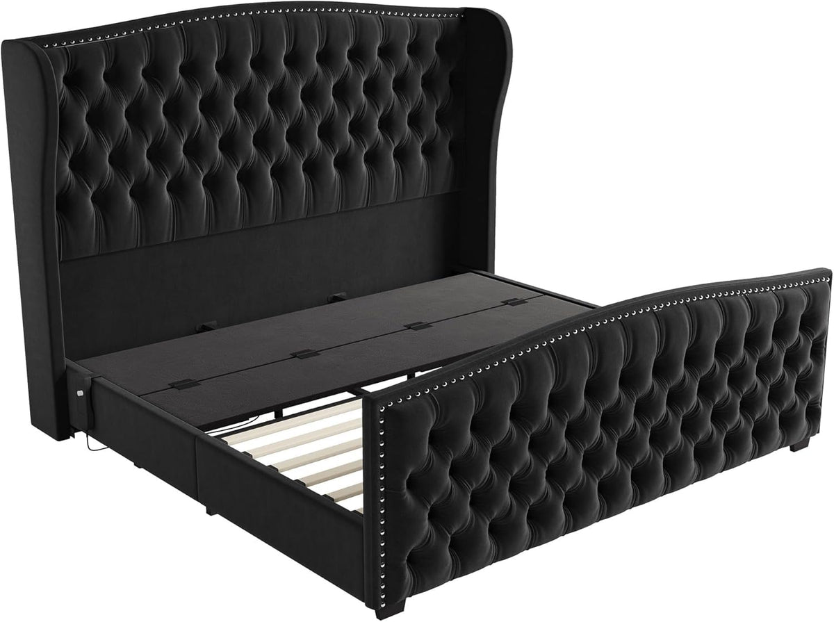 Astoria 51"H Adjustable Bed Frame Amerlife King / Black