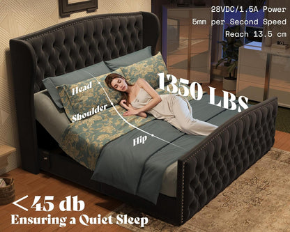 Astoria 51"H Adjustable Bed Frame Amerlife King / Black