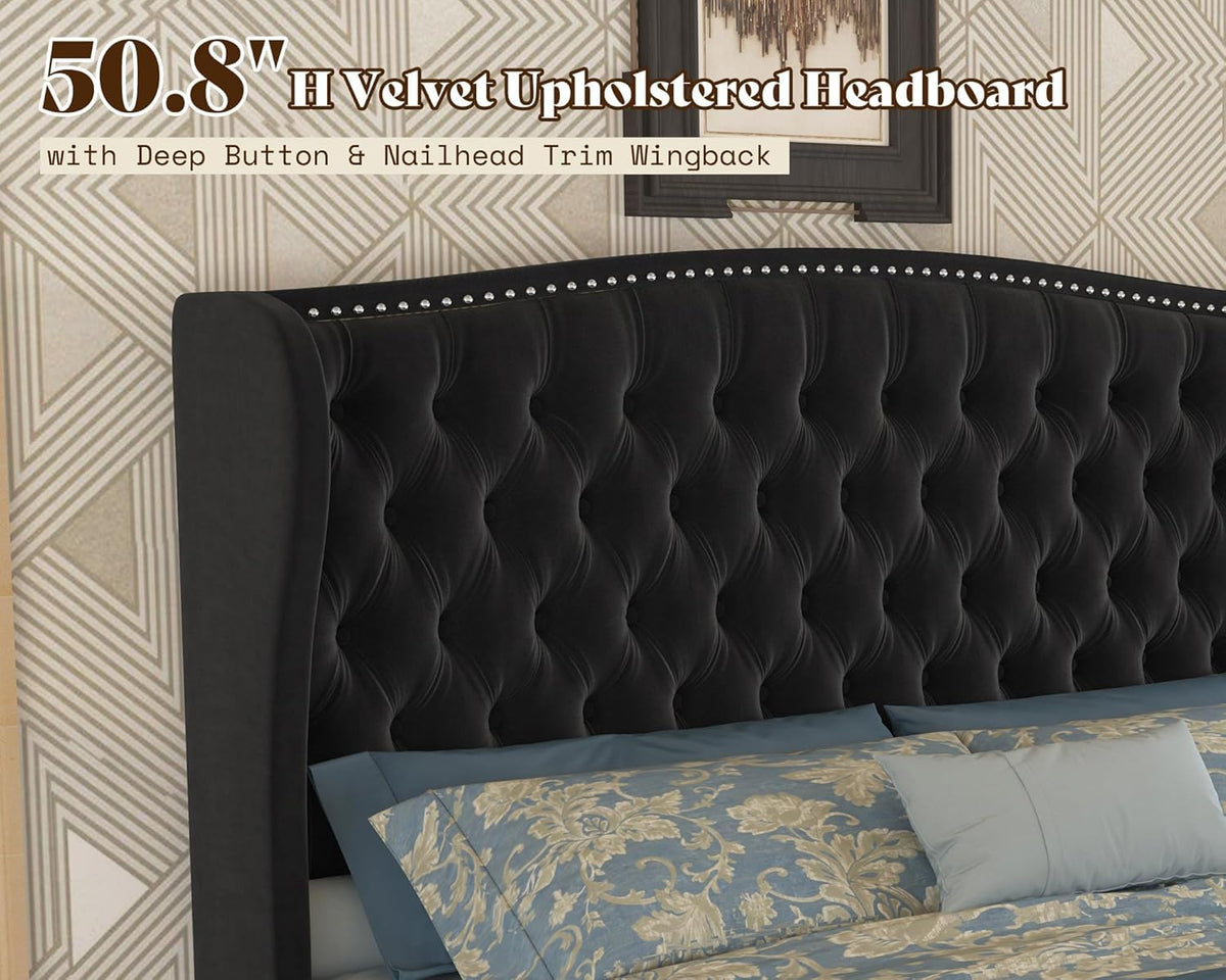 Astoria 51"H Adjustable Bed Frame Amerlife King / Black
