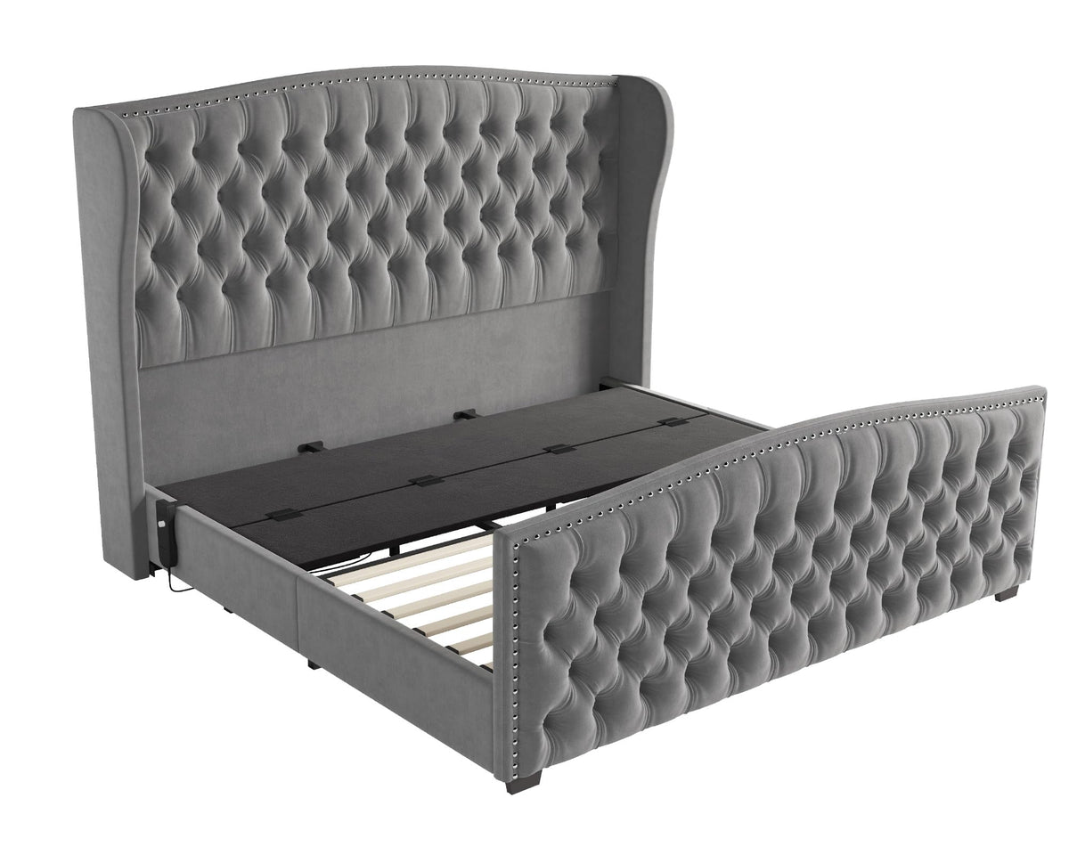 Astoria 51"H Adjustable Bed Frame Amerlife Queen / Grey