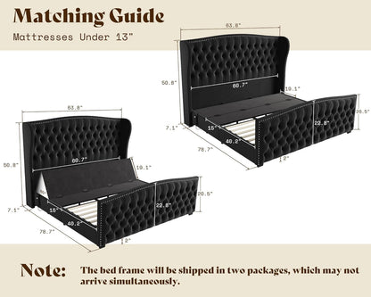 Astoria 51"H Adjustable Bed Frame Amerlife Queen / Black