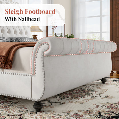 Windsor Sleigh Bed Frame Amerlife-K White
