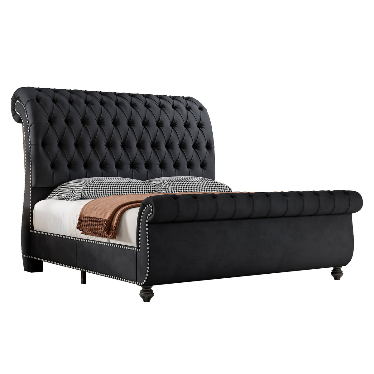 Windsor Sleigh Bed Frame Amerlife-K Black