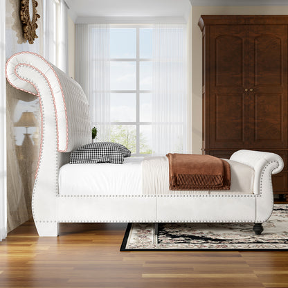 Windsor Sleigh Bed Frame Amerlife-K White