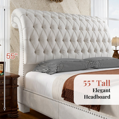 Windsor Sleigh Bed Frame Amerlife-K White