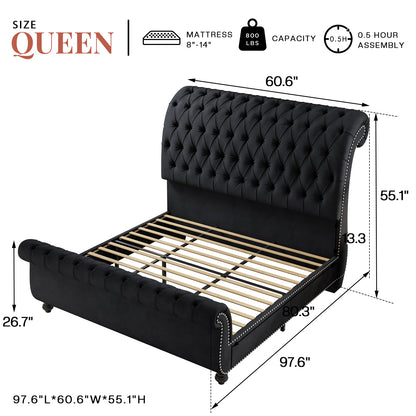 Windsor Sleigh Bed Frame Amerlife-Q Black