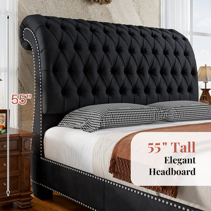 Windsor Sleigh Bed Frame Amerlife-Q Black