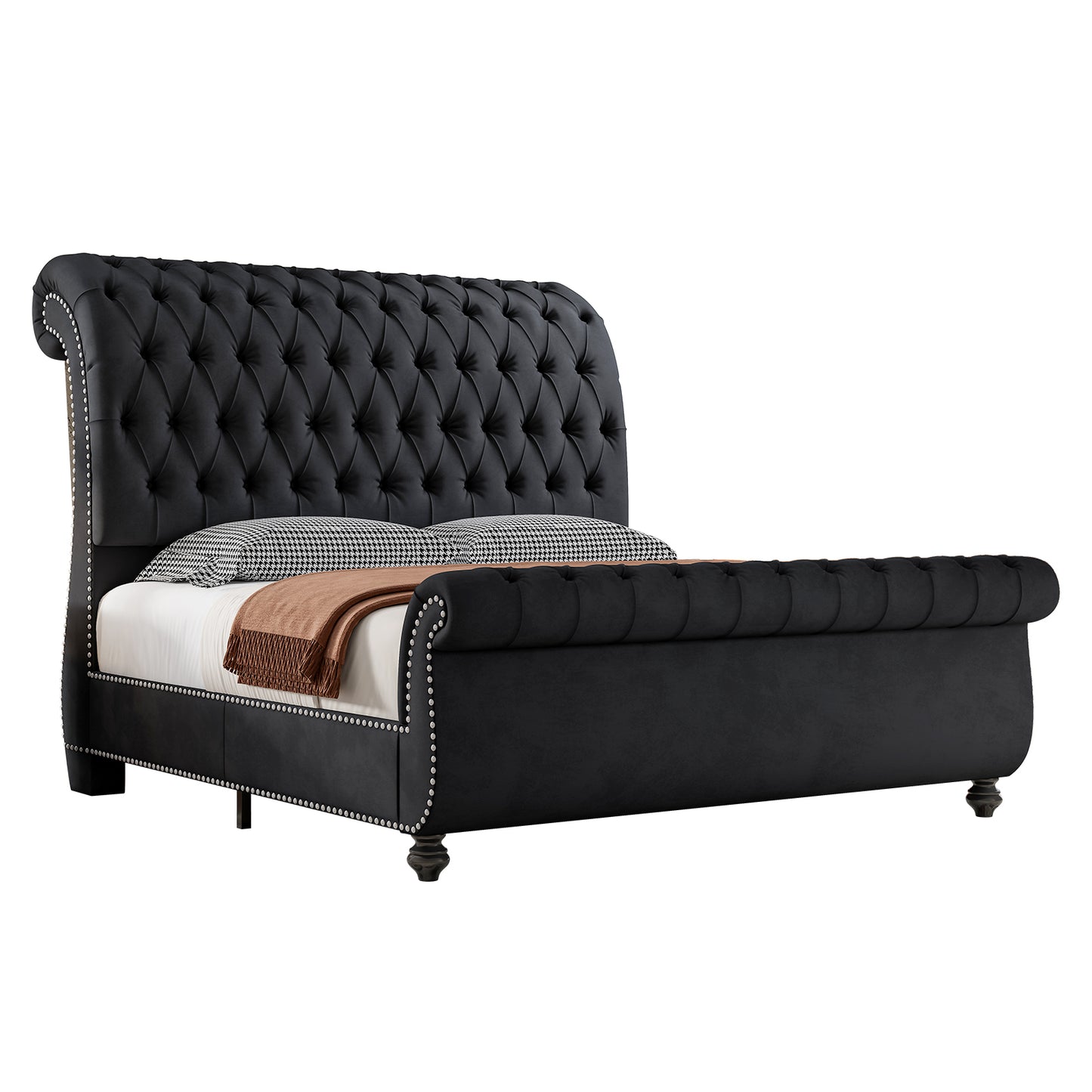 Windsor Sleigh Bed Frame Amerlife-Q Black