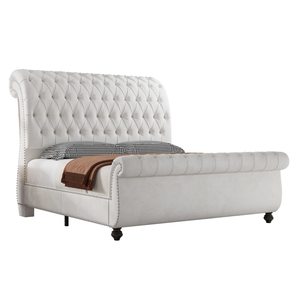 Windsor Sleigh Bed Frame Amerlife-Q White