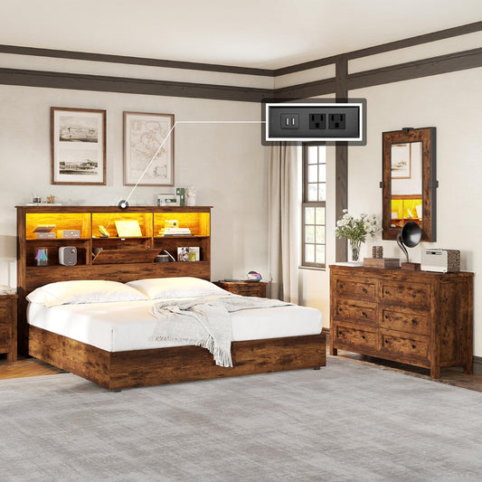 Camden Farmhouse Queen Bed & Dresser 2-Piece Set Amerlife