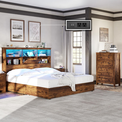 Camden Farmhouse Queen Bed & 5-Drawer Dresser Set Amerlife