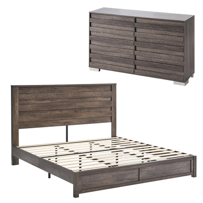 Sequoia 2-Piece Farmhouse Bedroom Set King Rustic Gray
