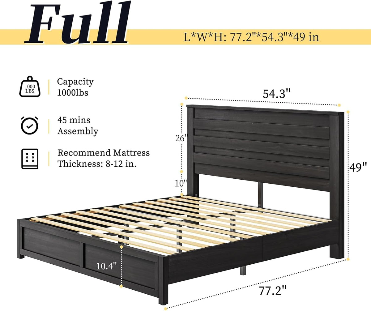 Sequoia Farmhouse 3-Piece Bedroom Set Full Black