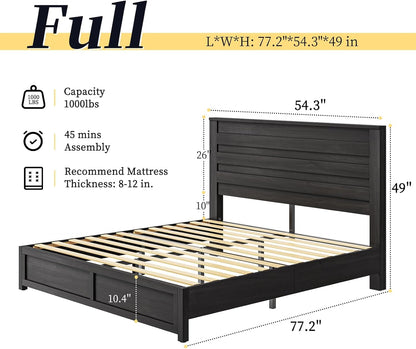 Sequoia Farmhouse 3-Piece Bedroom Set Full Black