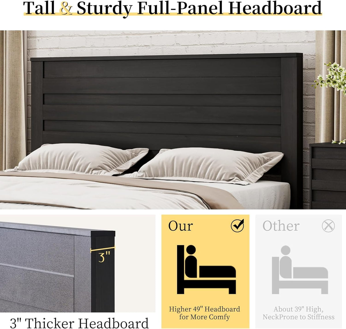 Sequoia Farmhouse 3-Piece Bedroom Set Full Black