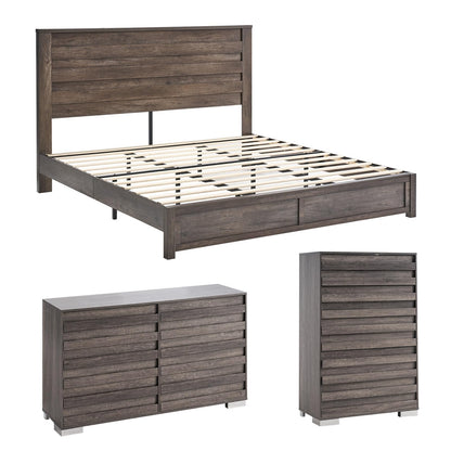 Sequoia Farmhouse 3-Piece Bedroom Set King Rustic Gray