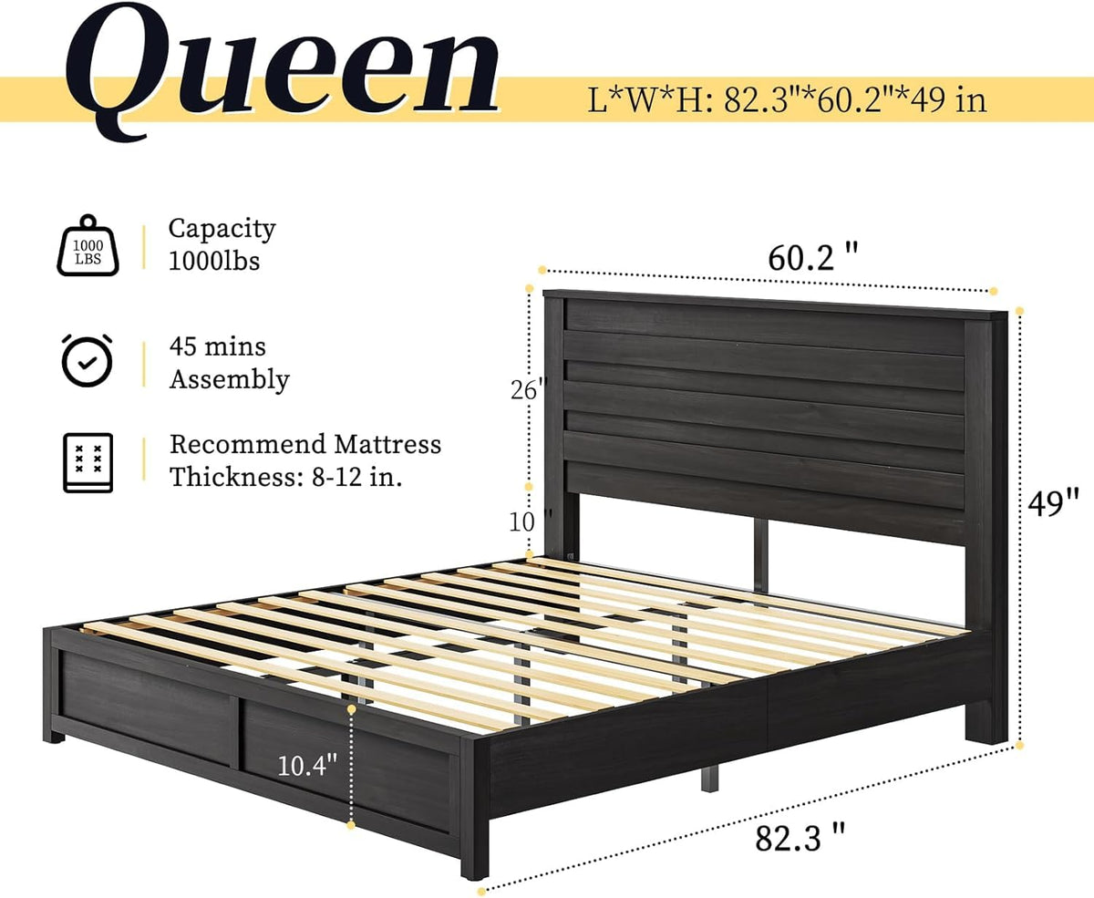 Sequoia Farmhouse 3-Piece Bedroom Set Queen Black