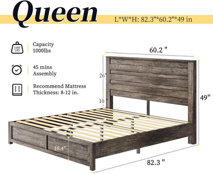 Sequoia Farmhouse 3-Piece Bedroom Set Queen Rustic Gray
